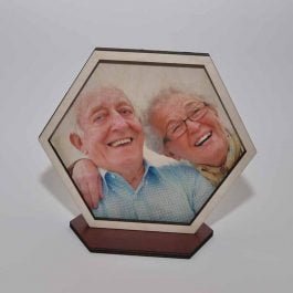 Hexagon frame photo on stand
