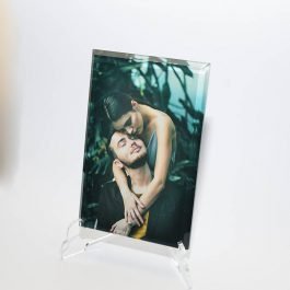 Glass photo frame UV print 18x12x1cm V Stand