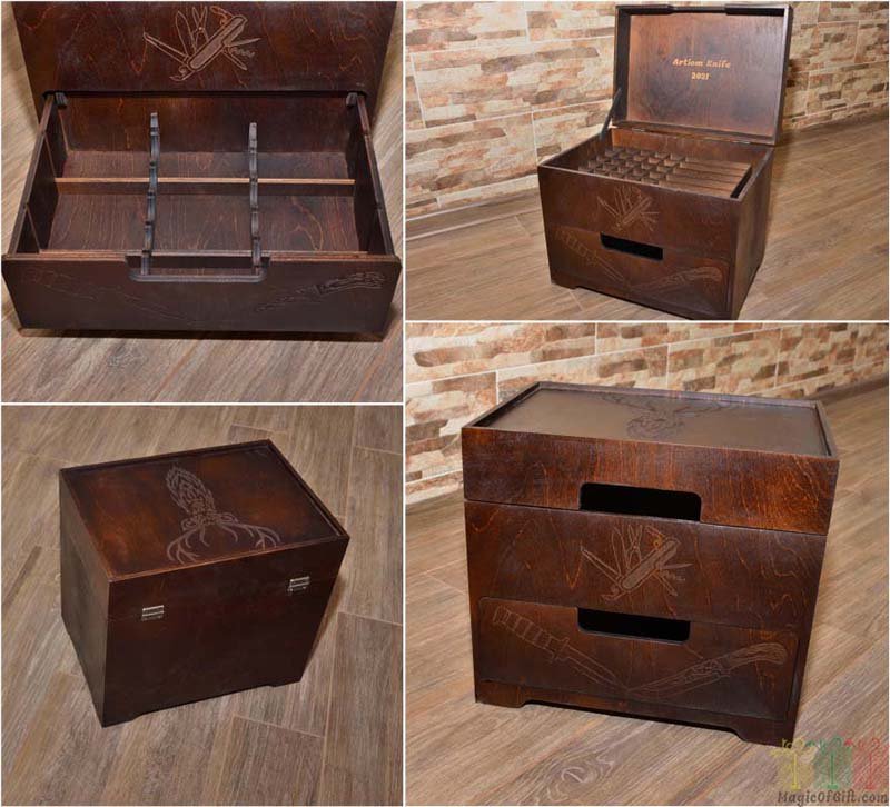 Wooden box for knives 37x27xh33cm