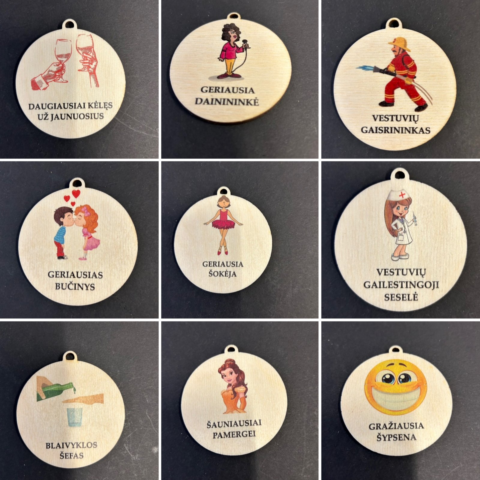 Dwustronny medal ślubny 7 cm 2 Jednostronne medal ślubny 7 cm